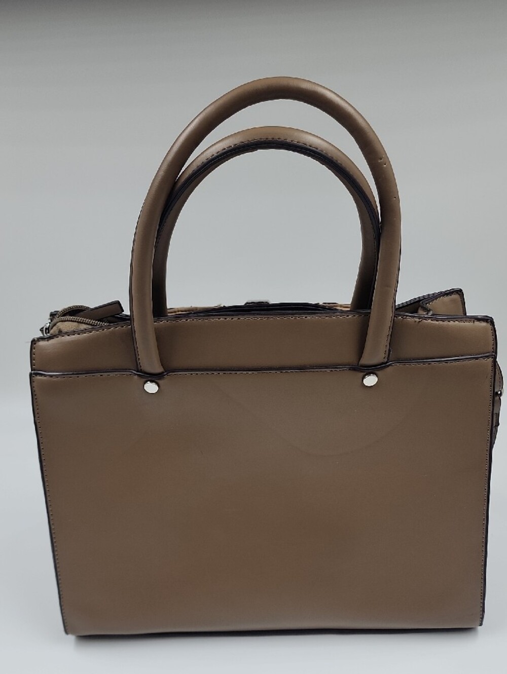 Adrienne Vittadini Taupe Croc-Embossed Satchel with Stud Accents - Picture 8 of 10